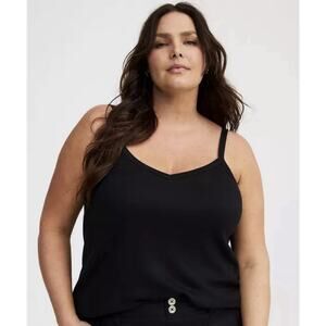 Women’s Plus Size 3XL Black Cami Tank Top Ribbed Straps Lightweight Sleeveless